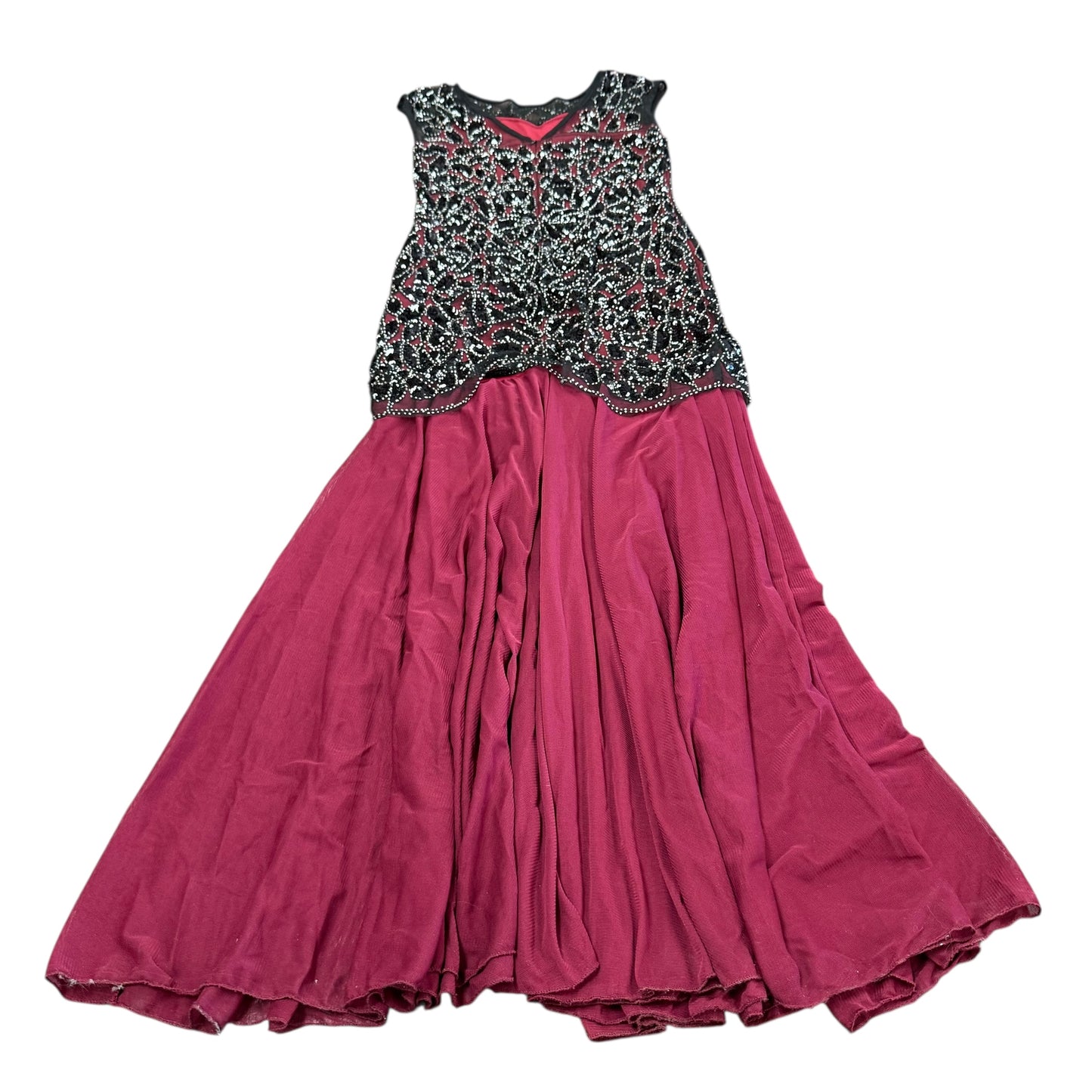 BURGUNDY BLACK BEADED COCKTAIL DRESS 191 MEDIUM
