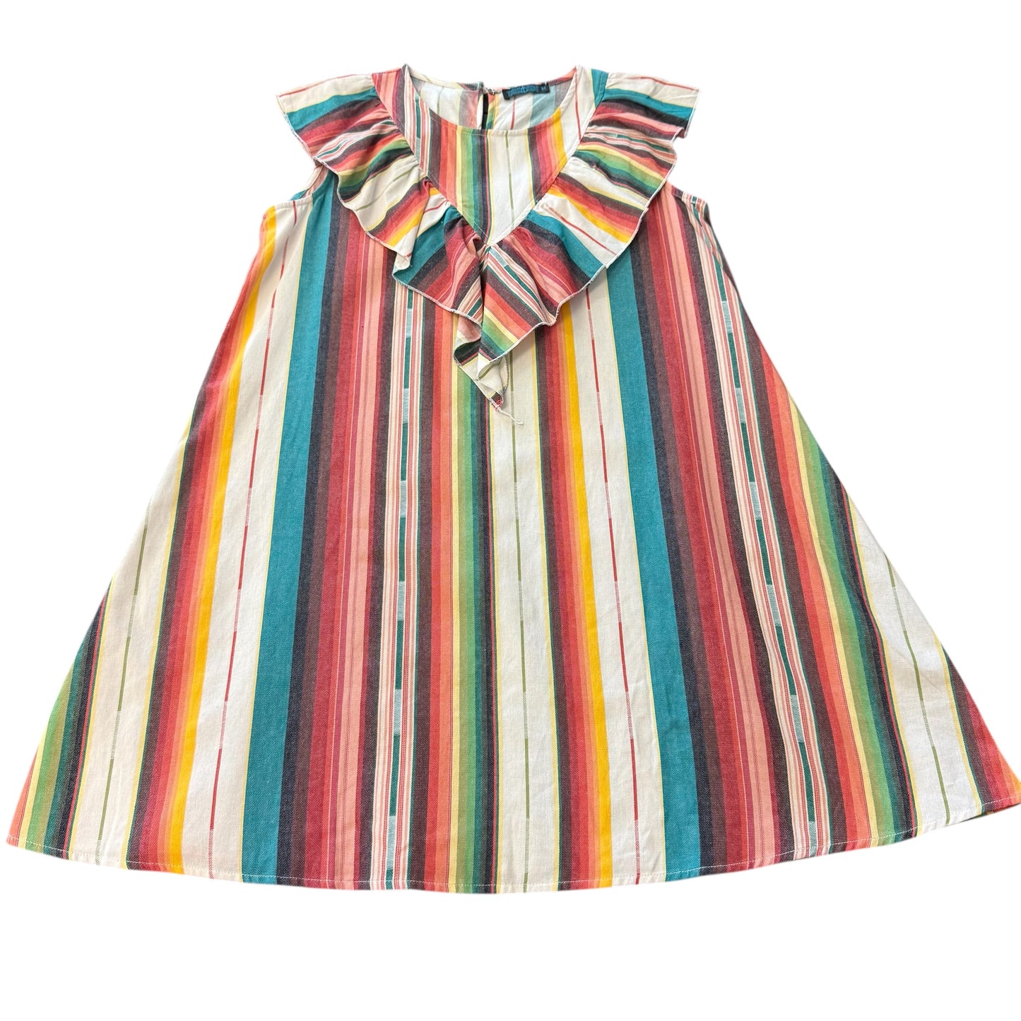 FASHION EXPRESS STRIPED SERAPE RUFFLE DRESS 124 MEDIUM