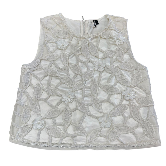 TOPSHOP WHITE BEADED SLEEVELESS BLOUSE 84 SZ 8