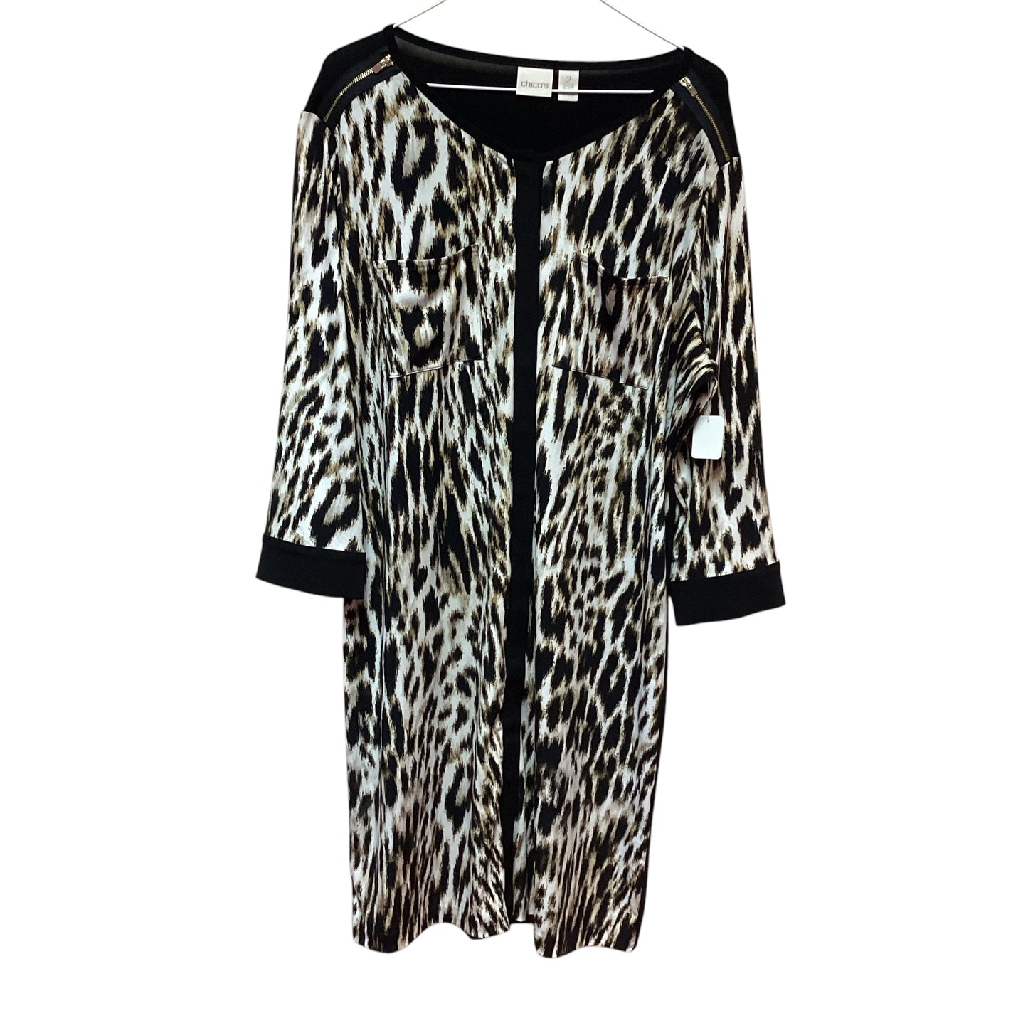 CHICOS ANIMAL PRINT SHIFT DRESS - LARGE - 152