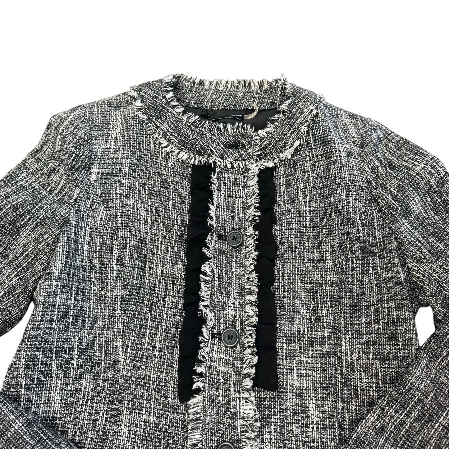 KARL LAGERFELD BLACK WHITE TWEED COAT 100 SZ 6/8