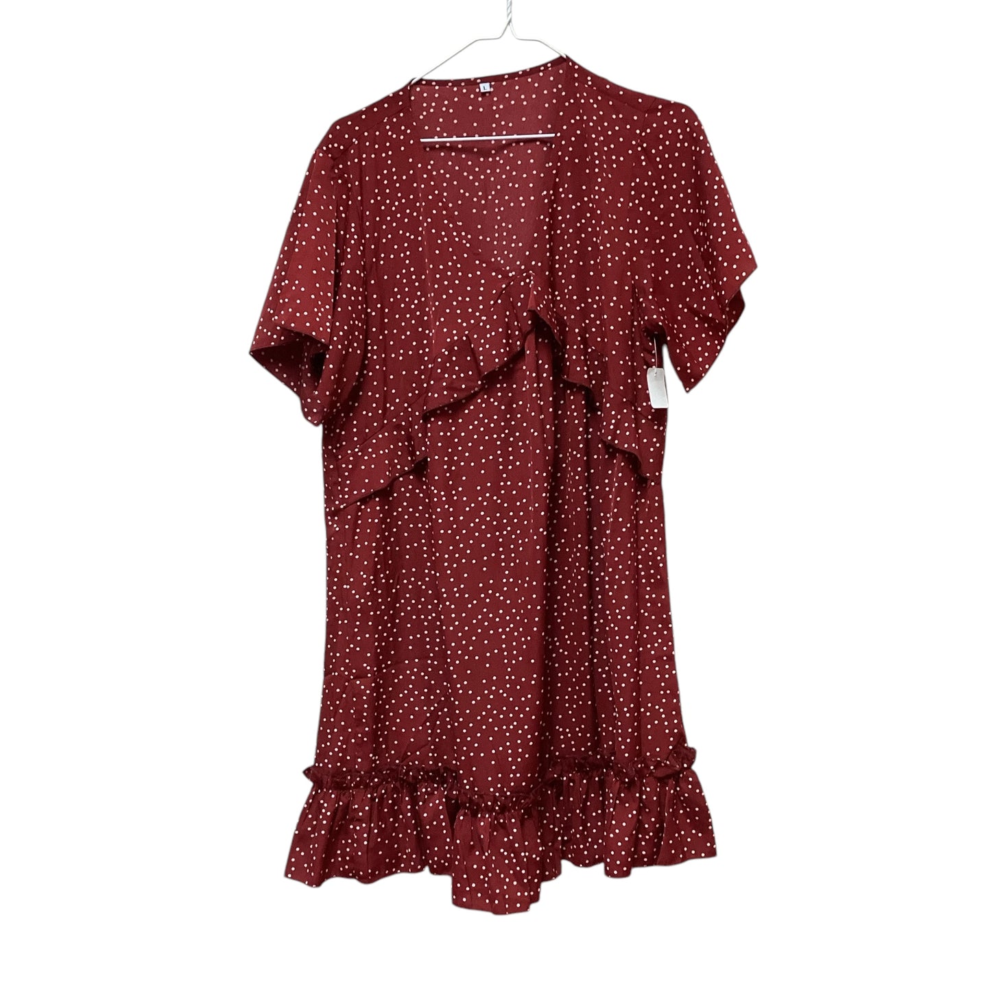 MAROON WHITE POLKA DOT DRESS - LARGE - 16