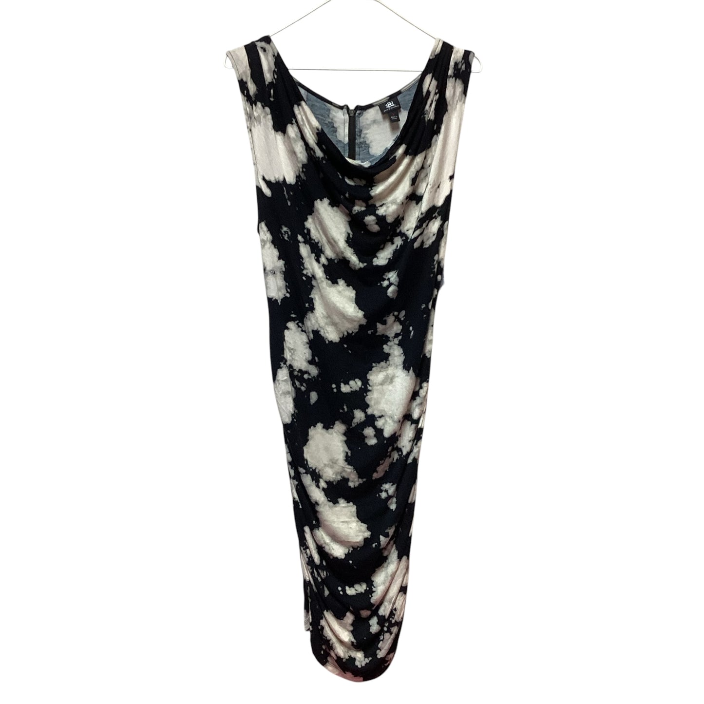 ROCK & ROLL BLACK WHITE BLEACHED RUCHED DRESS - LARGE - 200