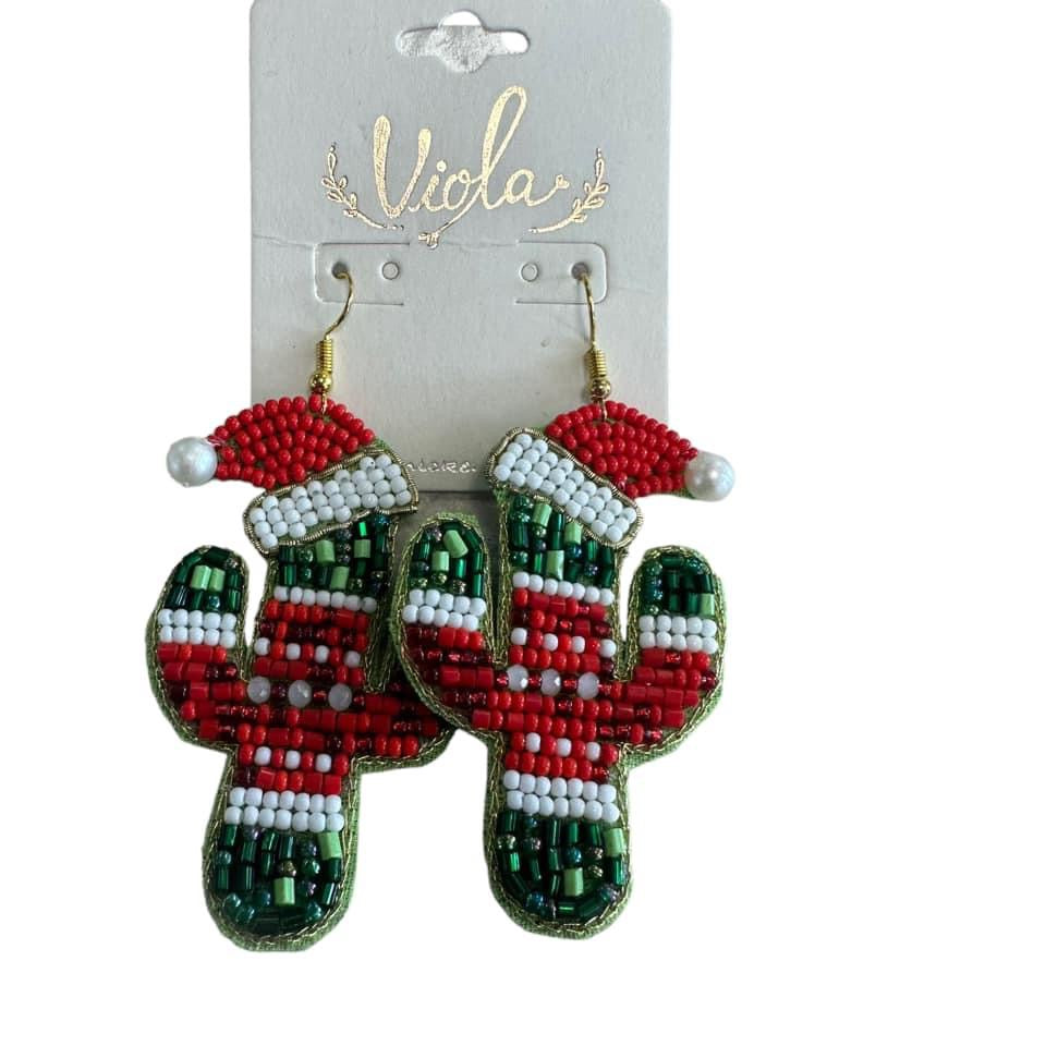 NEW CHRISTMAS CACTUS EARRINGS - 14