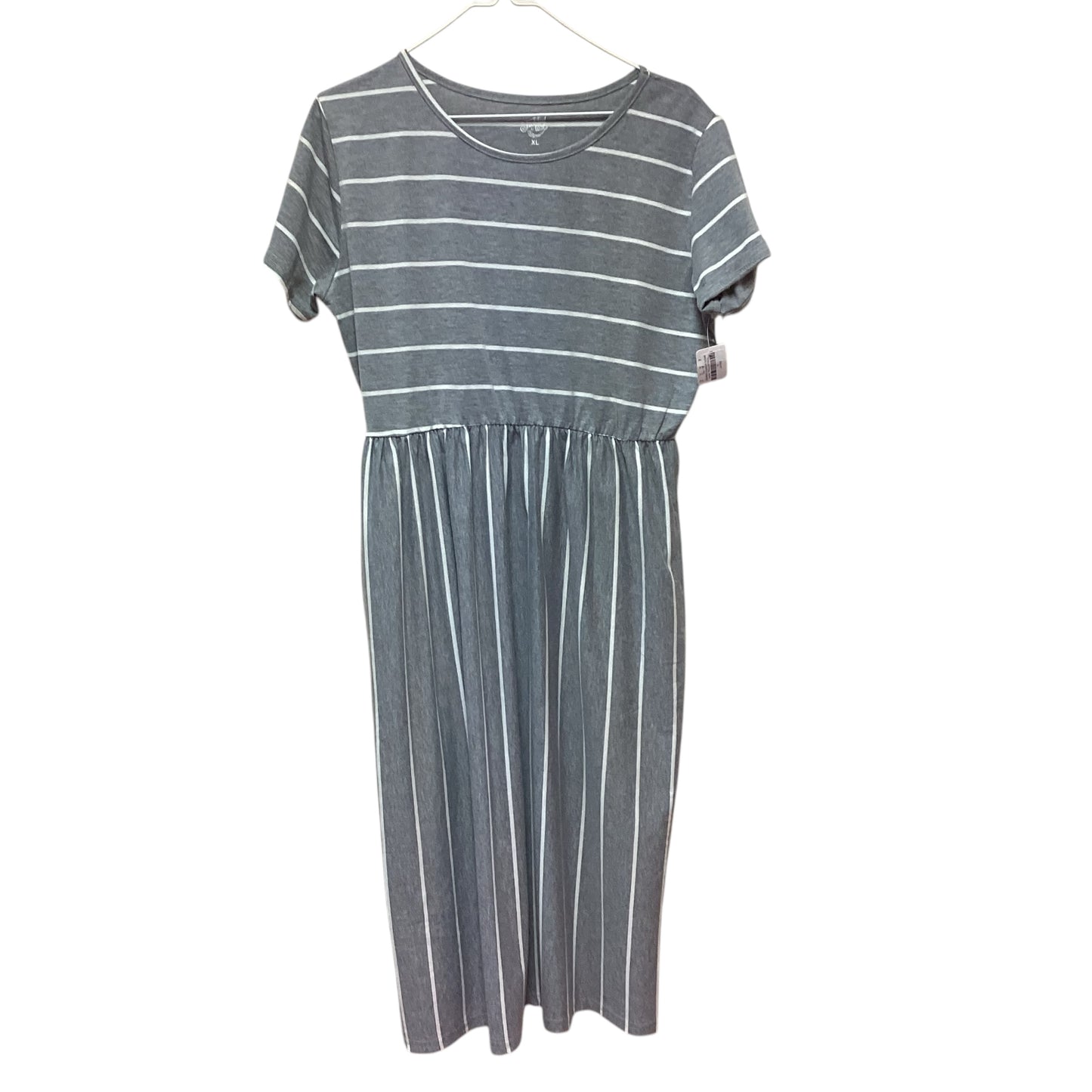 TICKLED TEAL GRAY WHITE STRIPED DRESS - XL - 152