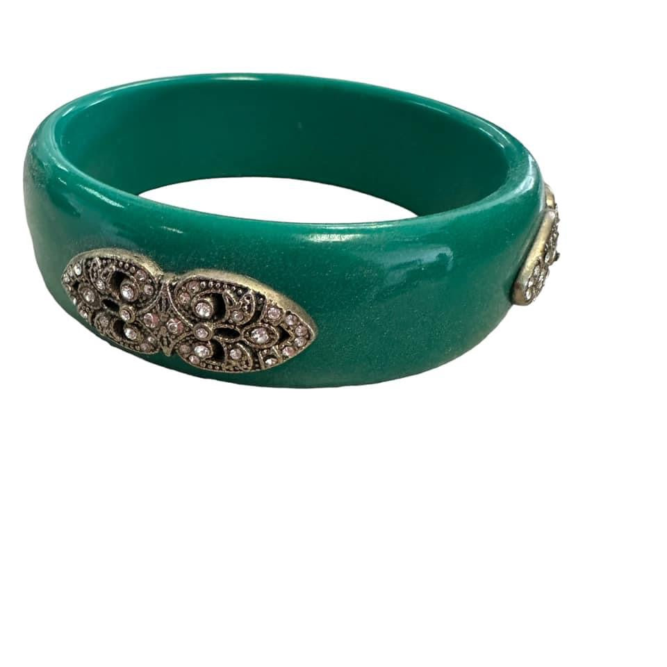 GREEN RHINESTONE BANGLE -15