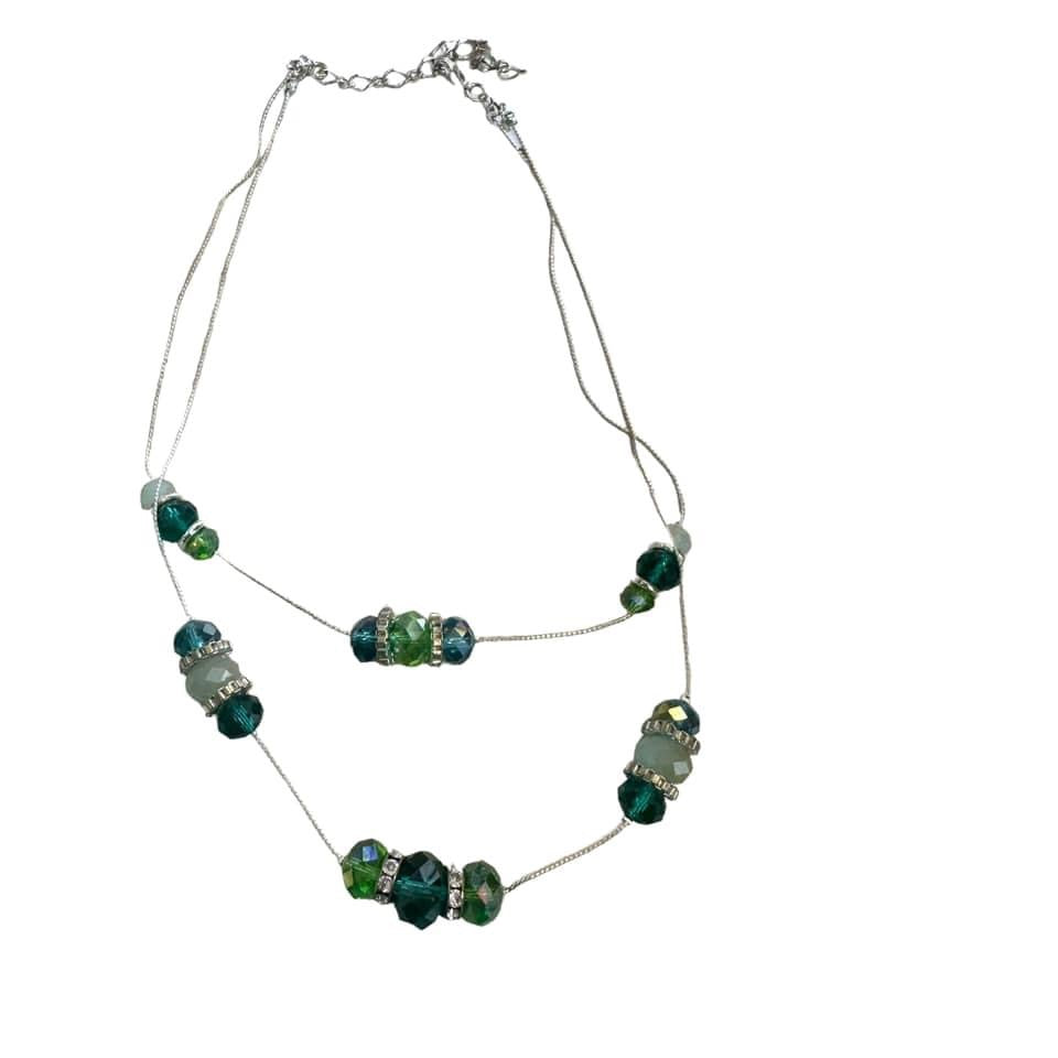 MULTILAYER GREEN BEADED NECKLACE - 15