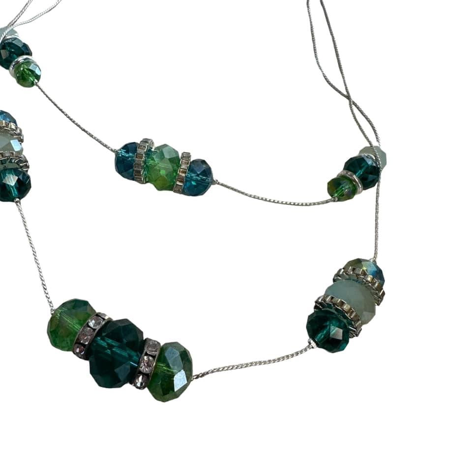 MULTILAYER GREEN BEADED NECKLACE - 15