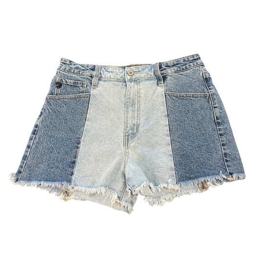 KANCAN TWO TONE DENIM BLUE JEAN HIGH WAISTED CUT OFF SHORTS 100 XL