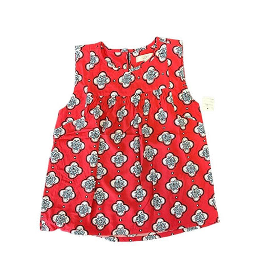 LOFT RED PATTERN SLEEVELESS SHIRT- 44 PETITE SMALL