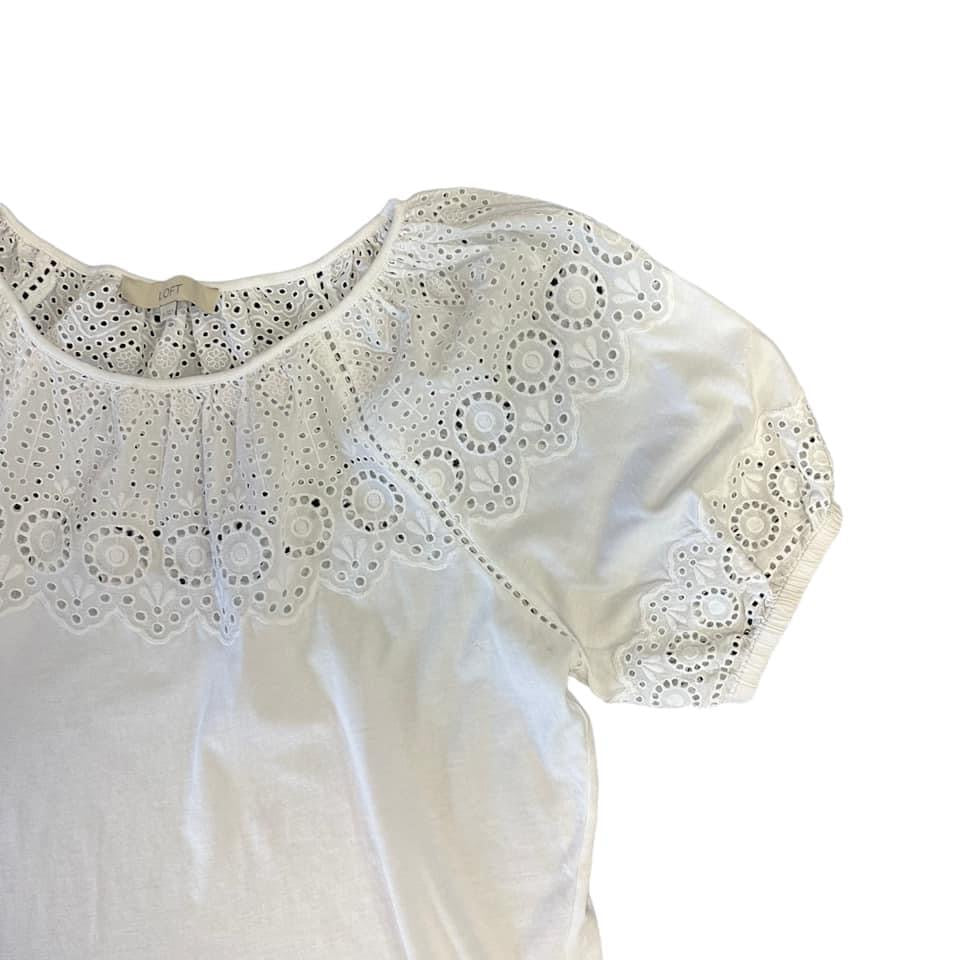 LOFT WHITE EYELET TOP – 14 MEDIUM