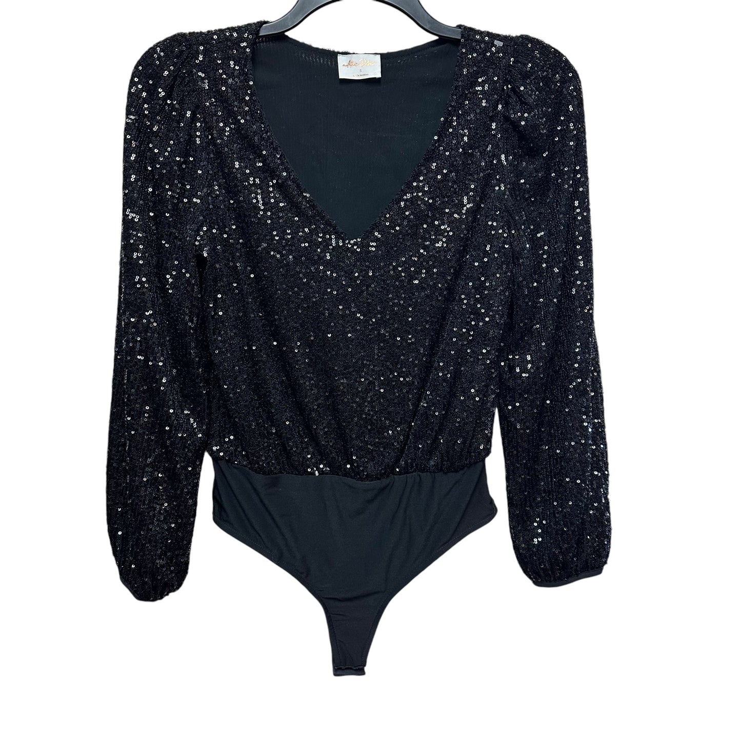 ALLIE ROSE BLACK SEQUINS BODYSUIT  NWOT  SMALL