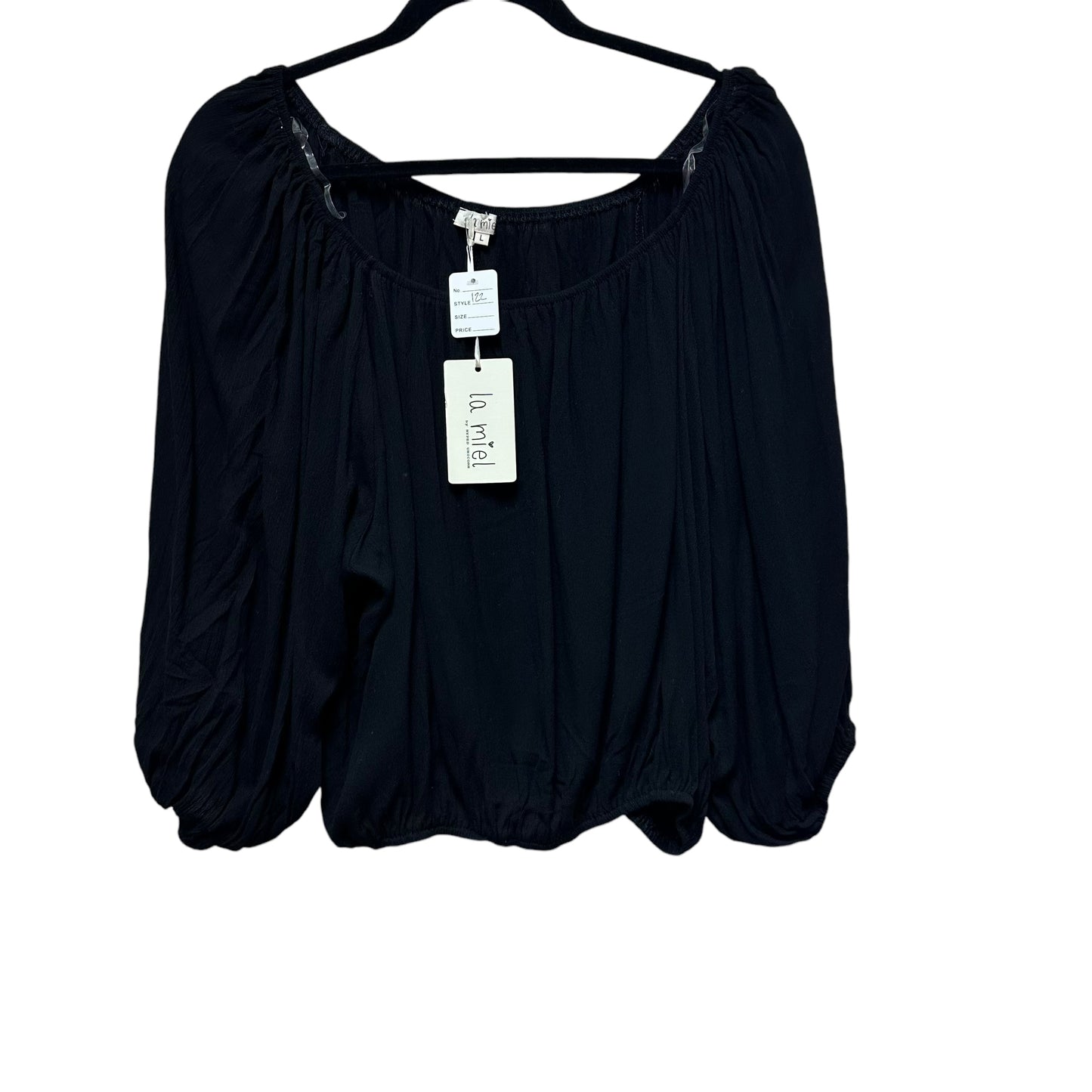 LA MIEL BLACK BOHO BLOUSE  NWT  LARGE