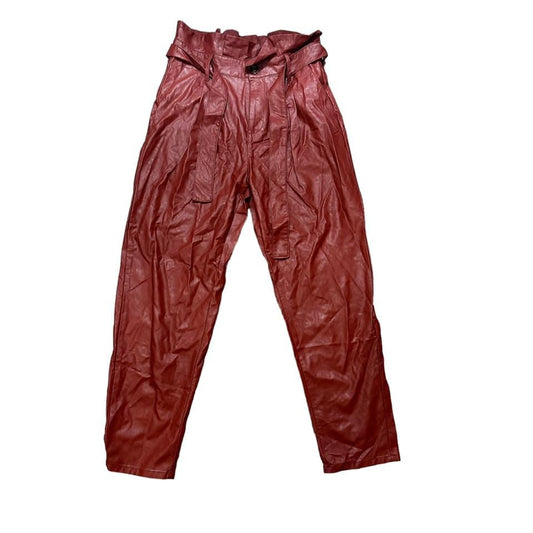 WHO WHAT WEAR RED FAUX LEATHER PANTS - 6 - 100