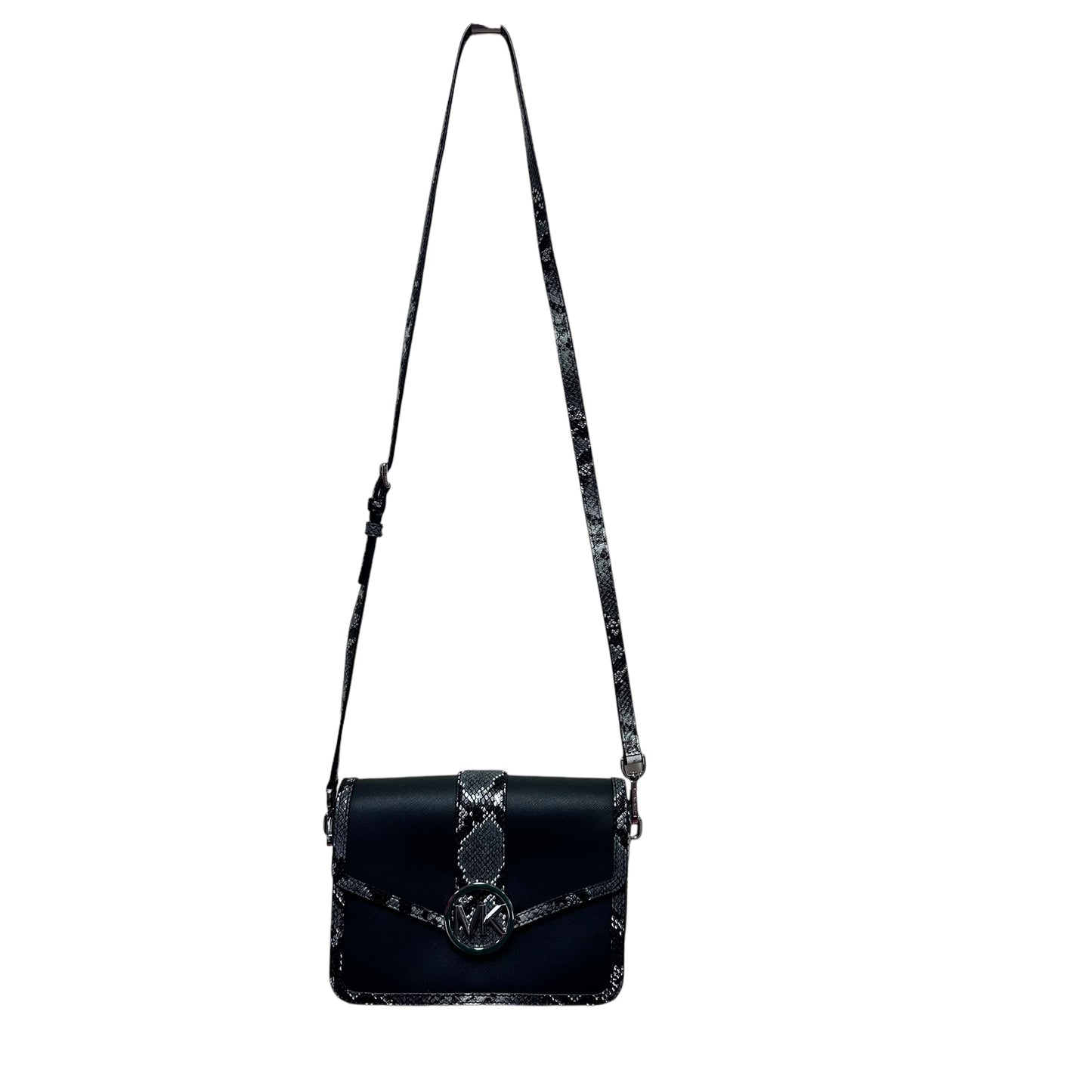 MICHAEL KORS CARMEN MEDIUM CONVERTIBLE SHOULDER FLAP BAG EXOTIC BLACK NEW