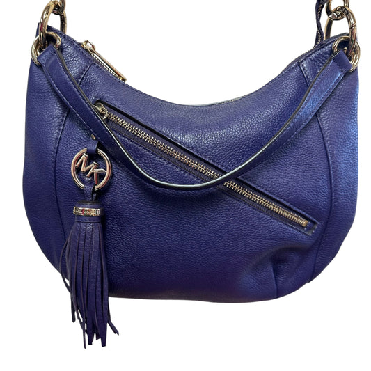 MICHAEL KORS CHARM TASSEL PURPLE PEBBLE LEATHER SHOULDER HANDBAG CONVERTIBLE CROSSBODY