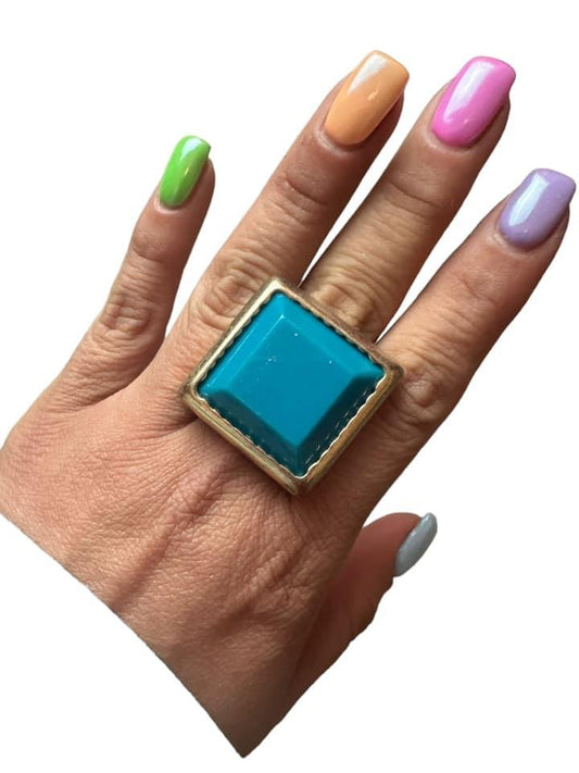 TURQUOISE AND GOLD RING - 100 STRETCHY