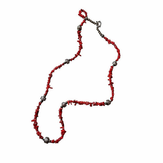 RED STONE & SILVER NECKLACE - 39