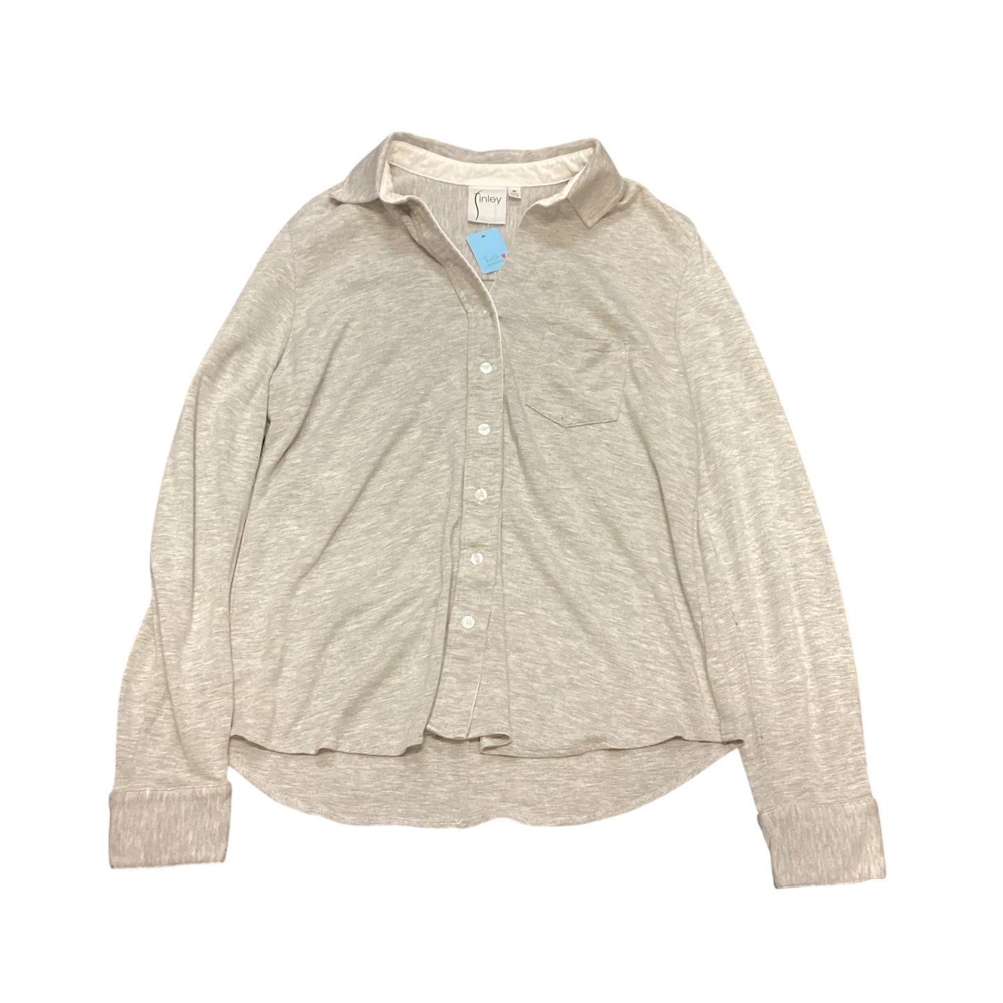 FINLEY GRAY BUTTON UP BLOUSE 6 MEDIUM