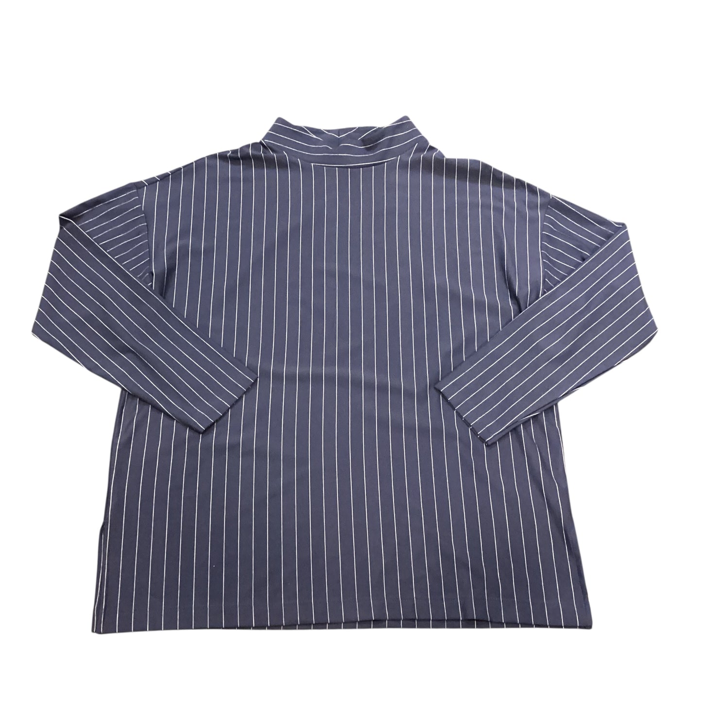 CHICOS NAVY WHITE STRIPED MOCKNECK BLOUSE 100 NWT MEDIUM