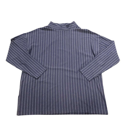 CHICOS NAVY WHITE STRIPED MOCKNECK BLOUSE 100 NWT MEDIUM