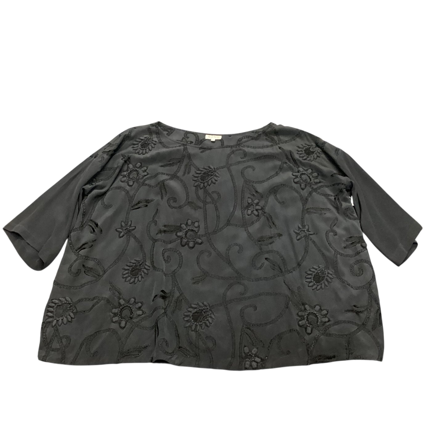 SUNO BLACK EMBROIDERED SILK BLOUSE 100 SZ 8