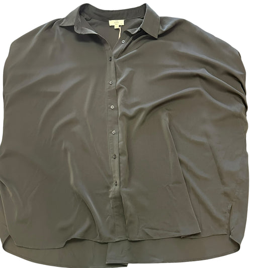 ENTRO BLACK SATIN OVERSIZE BUTTON UP BLOUSE NWT 7 M/L