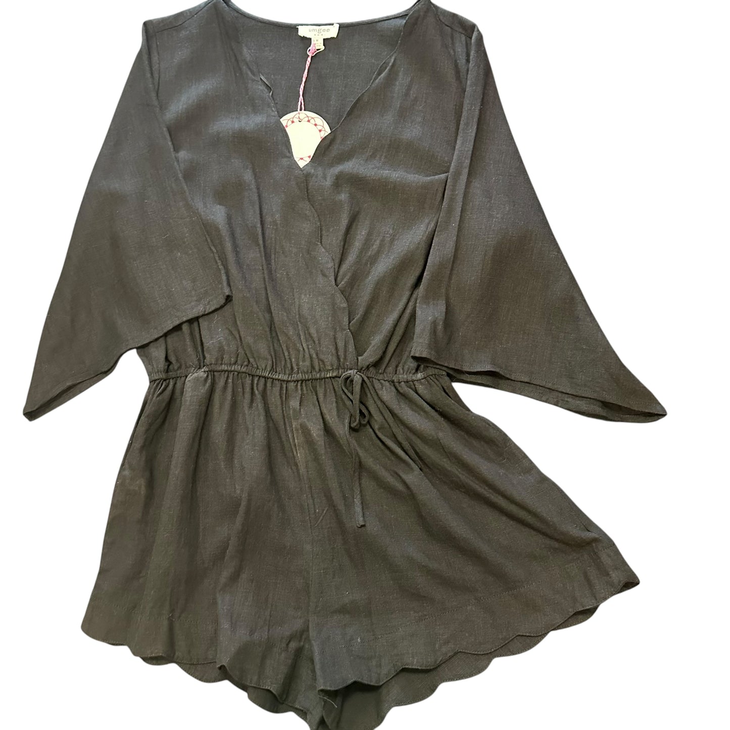 UMGEE BLACK LINEN BLEND ROMPER NWT 234 MEDIUM