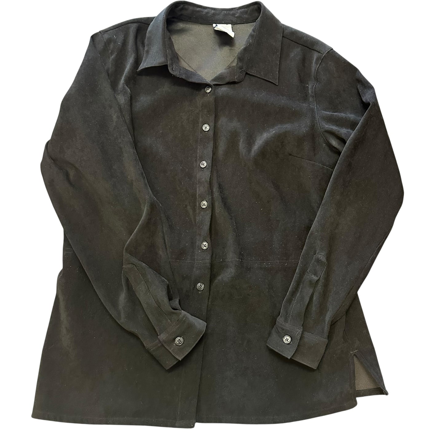 CASCADE BLUES VINTAGE BLACK FAUX SUEDE SHACKET 100 MEDIUM