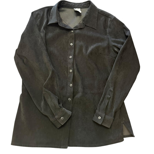 CASCADE BLUES VINTAGE BLACK FAUX SUEDE SHACKET 100 MEDIUM