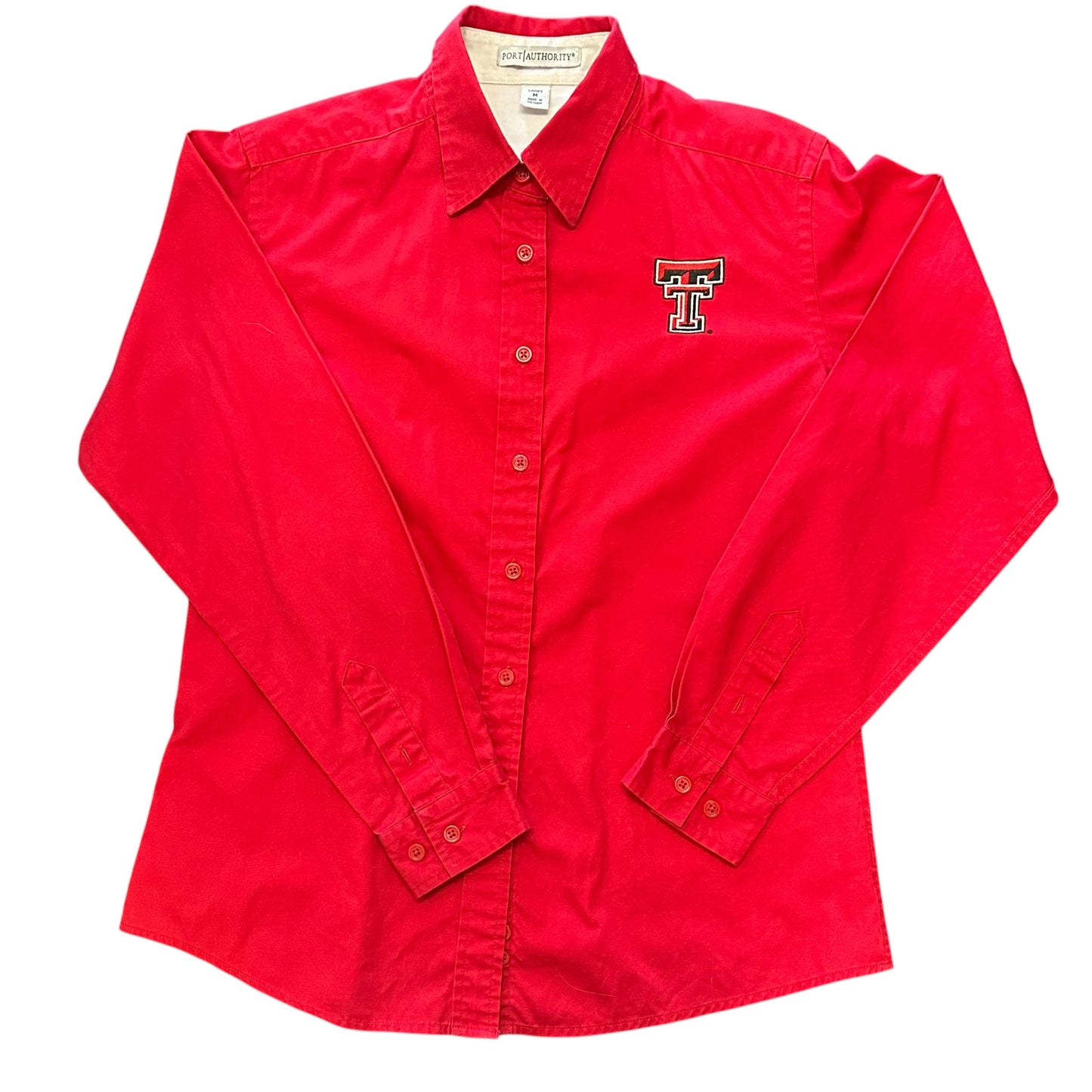 PORT AUTHORITY TEXAS TECH RED BUTTON UP 87 SMALL