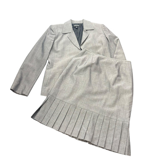KASPER GRAY SKIRT SUIT SET BLAZER 100 SZ 2 PETITE