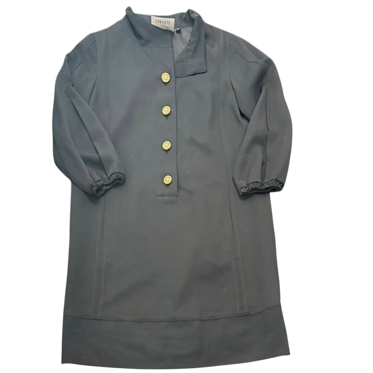 CARLISLE NAVY GOLD BUTTON SHIFT DRESS 100 SZ 8