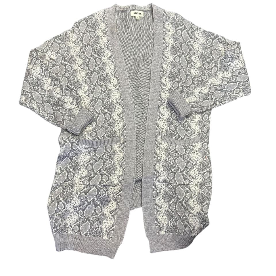 ADORA GRAY SNAKESKIN KNIT CARDIGAN 179  NWOT  Medium