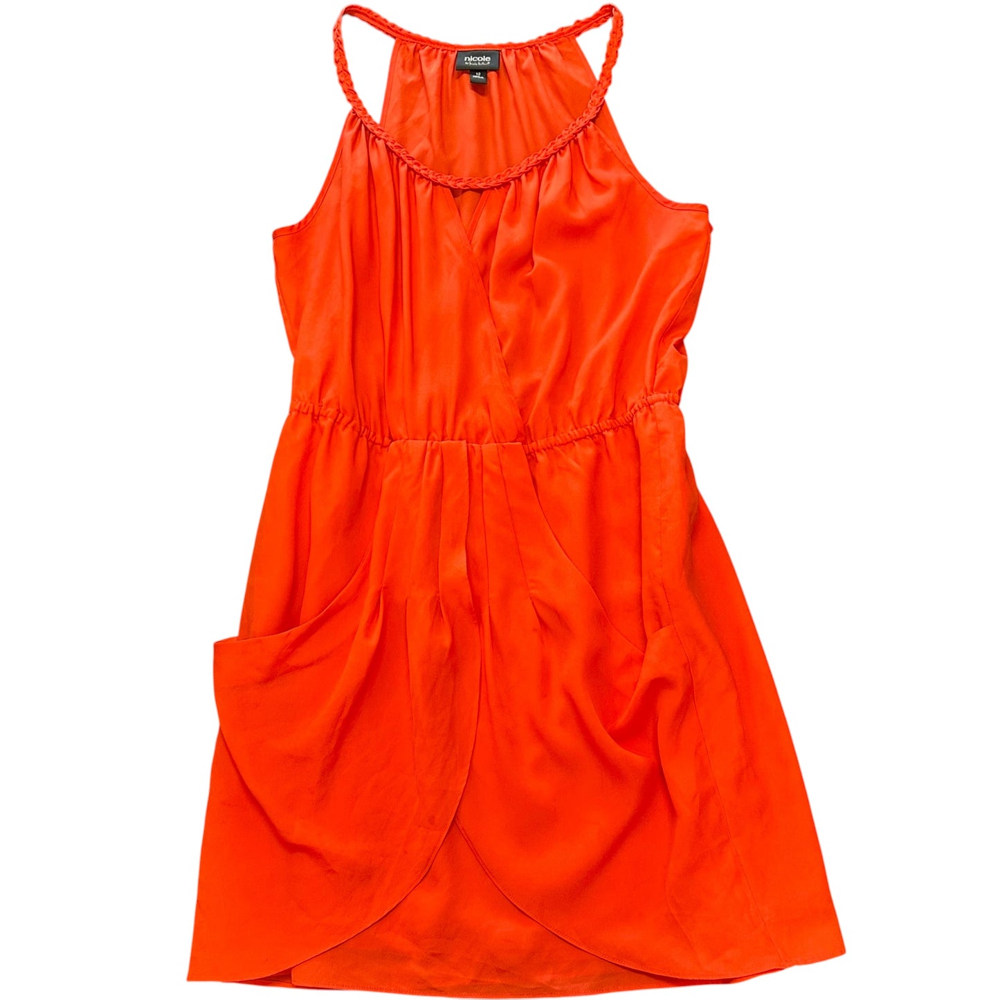 NICOLE BY NICOLE MILLER ORANGE SLEEVELESS DRESS W POCKETS PLEATED 234 SZ 12