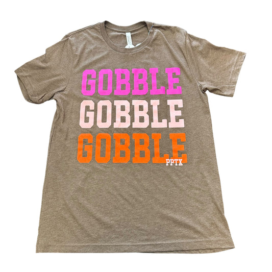 BROWN GOBBLE GOBBLE THANKSGIVING T-SHIRT NWT 100 LARGE