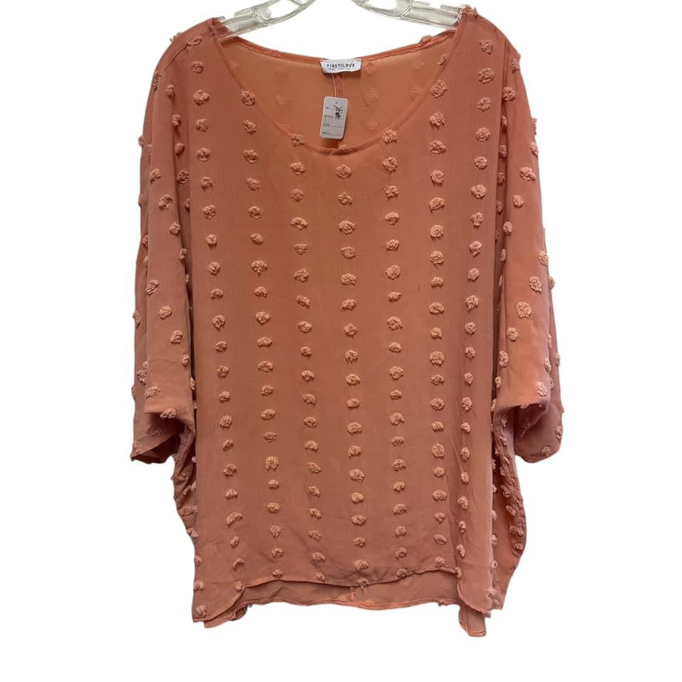 FIRST LOVE PEACH SWISS DOT TEXTURED TOP LARGE