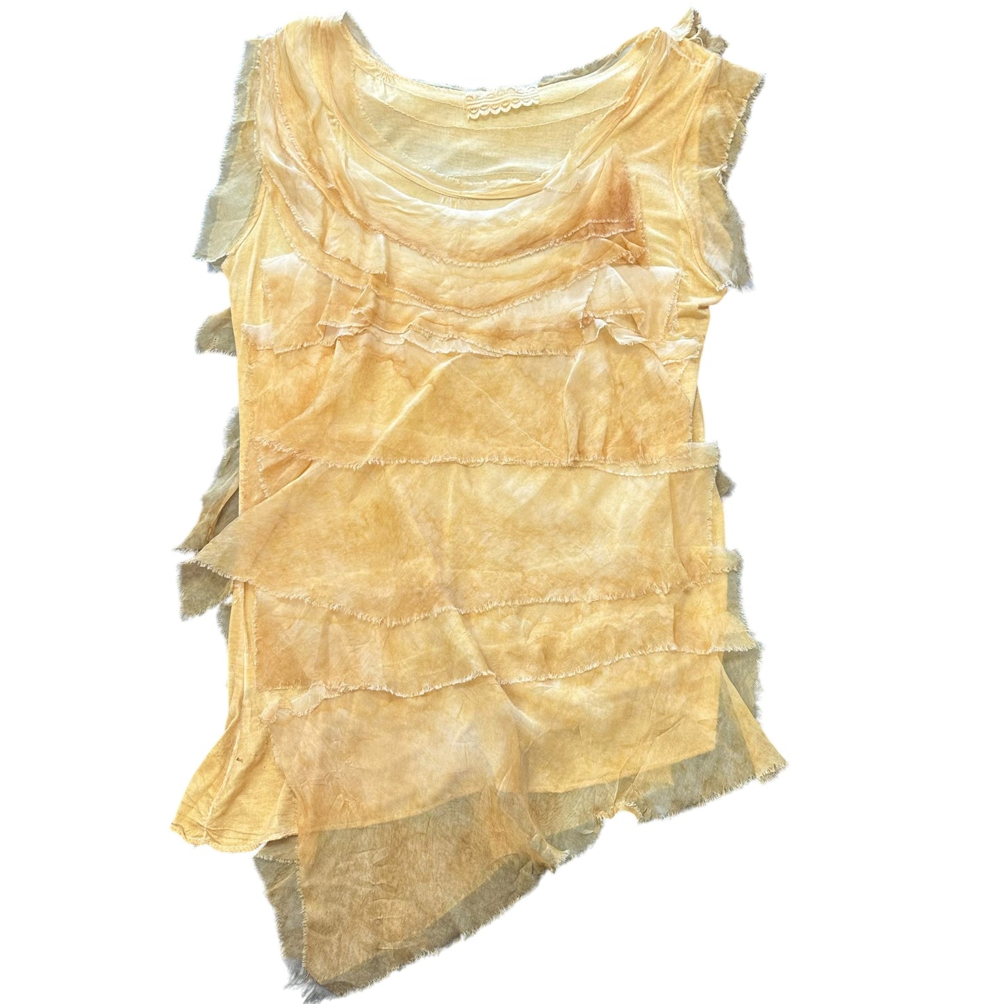 GIGI MODA MUSTARD YELLOW SLEEVELESS BLOUSE LAYERED TEXTURED 249 MEDIUM