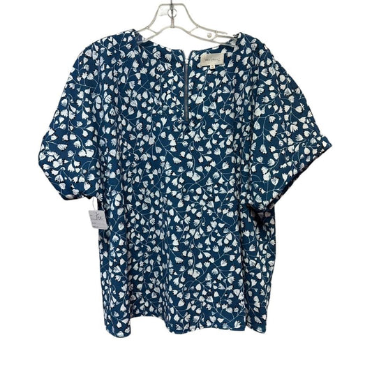 MELLODAY BLUE WHITE FLORAL TOP ZIPPER DETAIL XL