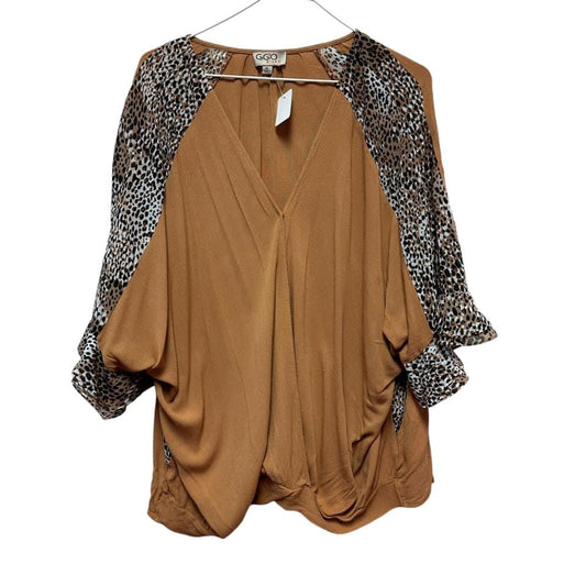 GIGIO BROWN ANIMAL PRINT TOP  XL $14.99