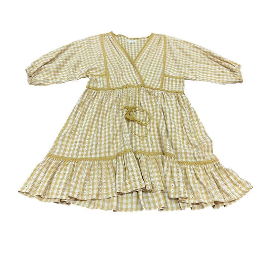 MAX STUDIO MUSTARD YELLOW PLAID DRESS 87 MEDIUM