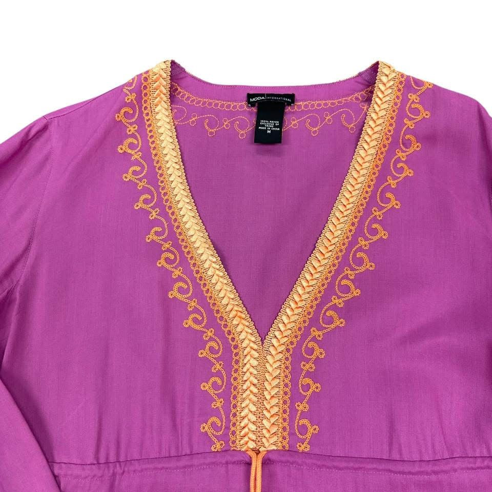 MODA INTERNATIONAL PURPLE ORANGE DRESS 87 MEDIUM