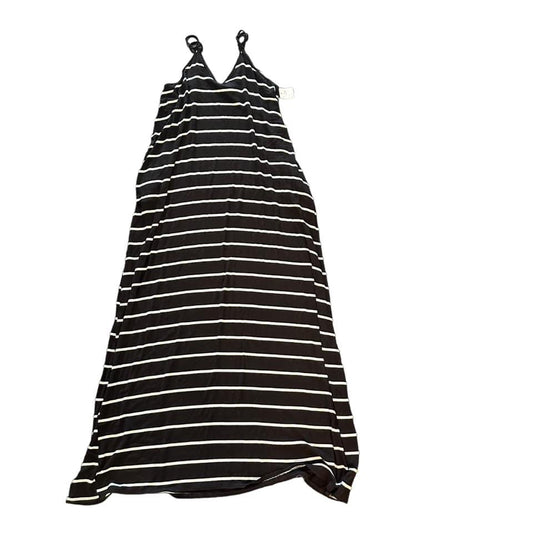 ZENANA BLACK AND WHITE STRIPE MAXI STRAP DRESS- 125 LARGE