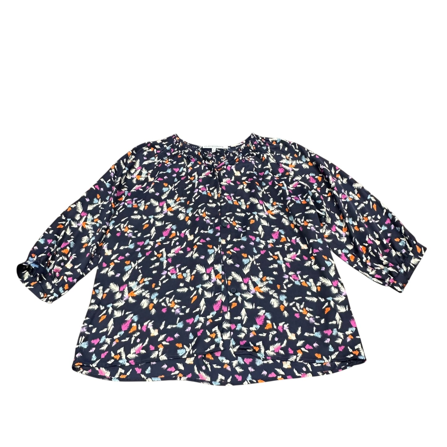 COLLECTIVE CONCEPTS NAVY COLORFUL BLOUSE 175 LARGE