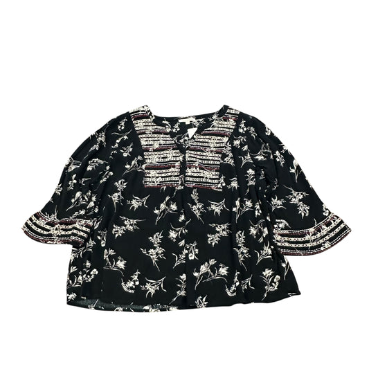 SKIES ARE BLUE BLACK FLORAL BLOUSE 111 LARGE