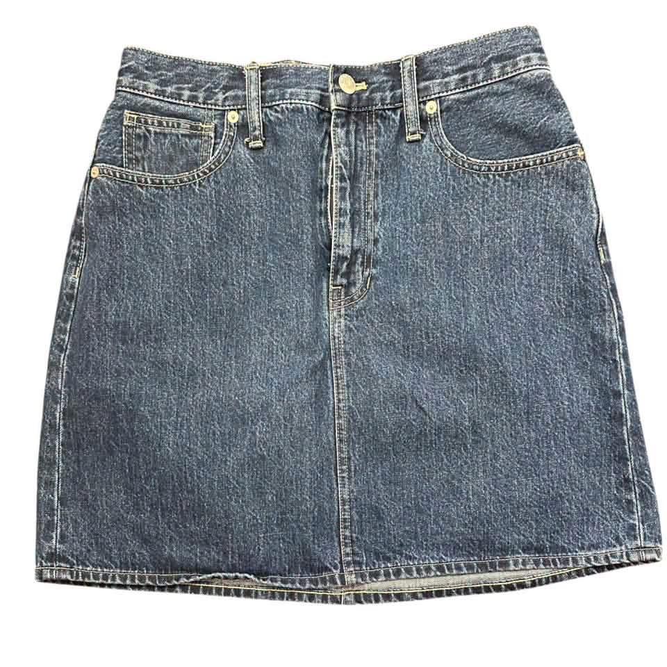 MADEWELL BLUE COTTON RIGID DENIM A LINE SKIRT 100 SIZE 29