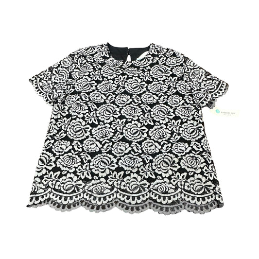 CAPRICE LACE BLACK WHITE TOP 100 NWT LARGE