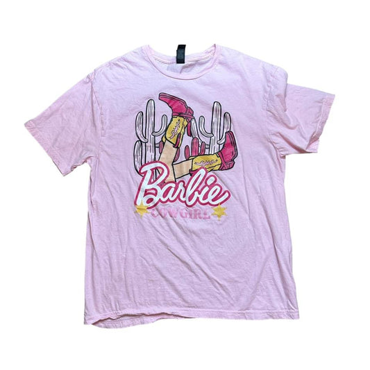 PINK BARBIE COWBOY T-SHIRT - 100 
LARGE