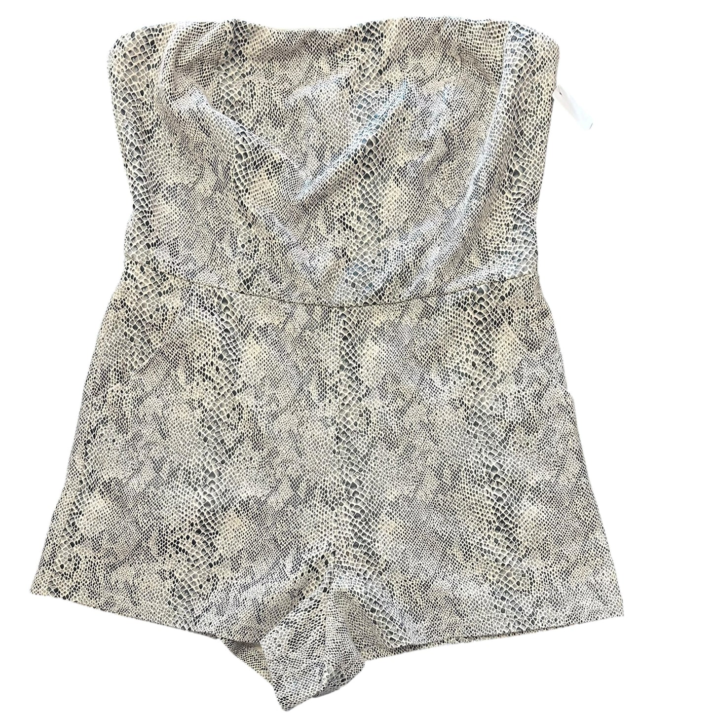 J ROBERTS SNAKESKIN TAN BLACK STRAPLESS ROMPER 278 LARGE