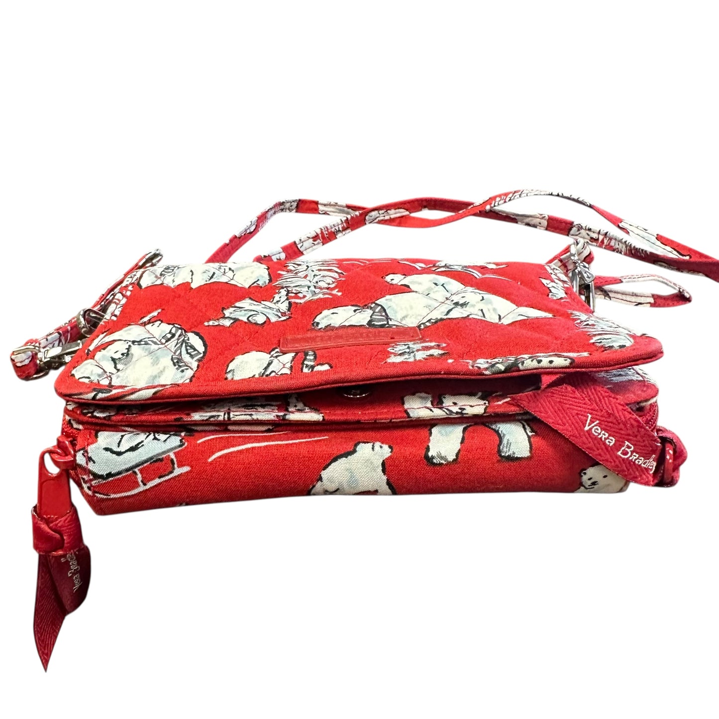 VERA BRADLEY RED POLAR BEAR CROSSBODY & LUGGAGE TAG 7 EXCELLENT CONDITION